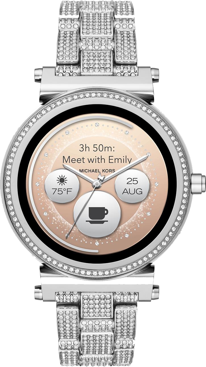 michael kors sofie pave silver tone smartwatch