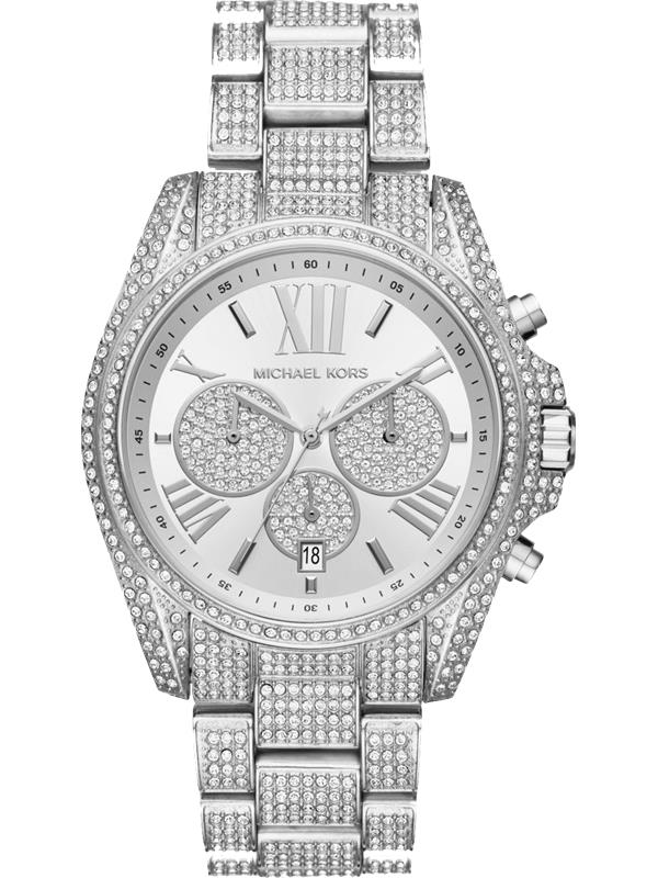 đồng hồ MICHAEL KORS BRADSHAW PAVÉ SILVER-TONE WATCH 43MM