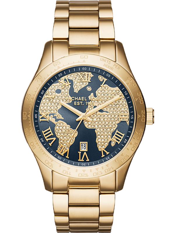 đồng hồ MICHAEL KORS LAYTON WORLD MAP CRYSTAL PAVE MEN'S 44MM