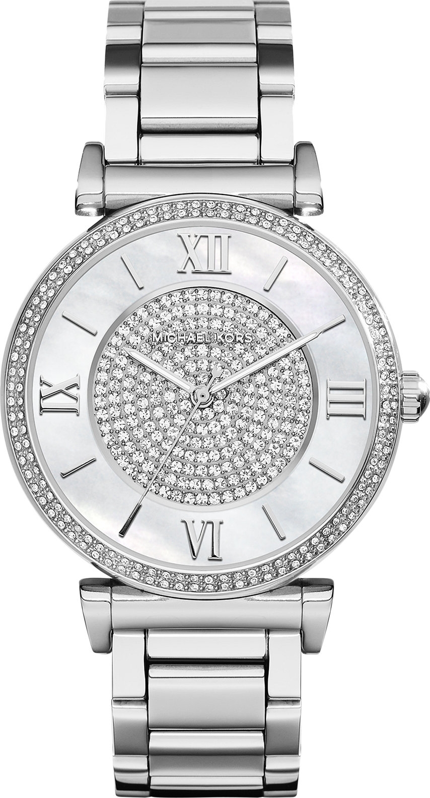 Michael Kors Catlin Silver Tone Crystal Watch 38mm