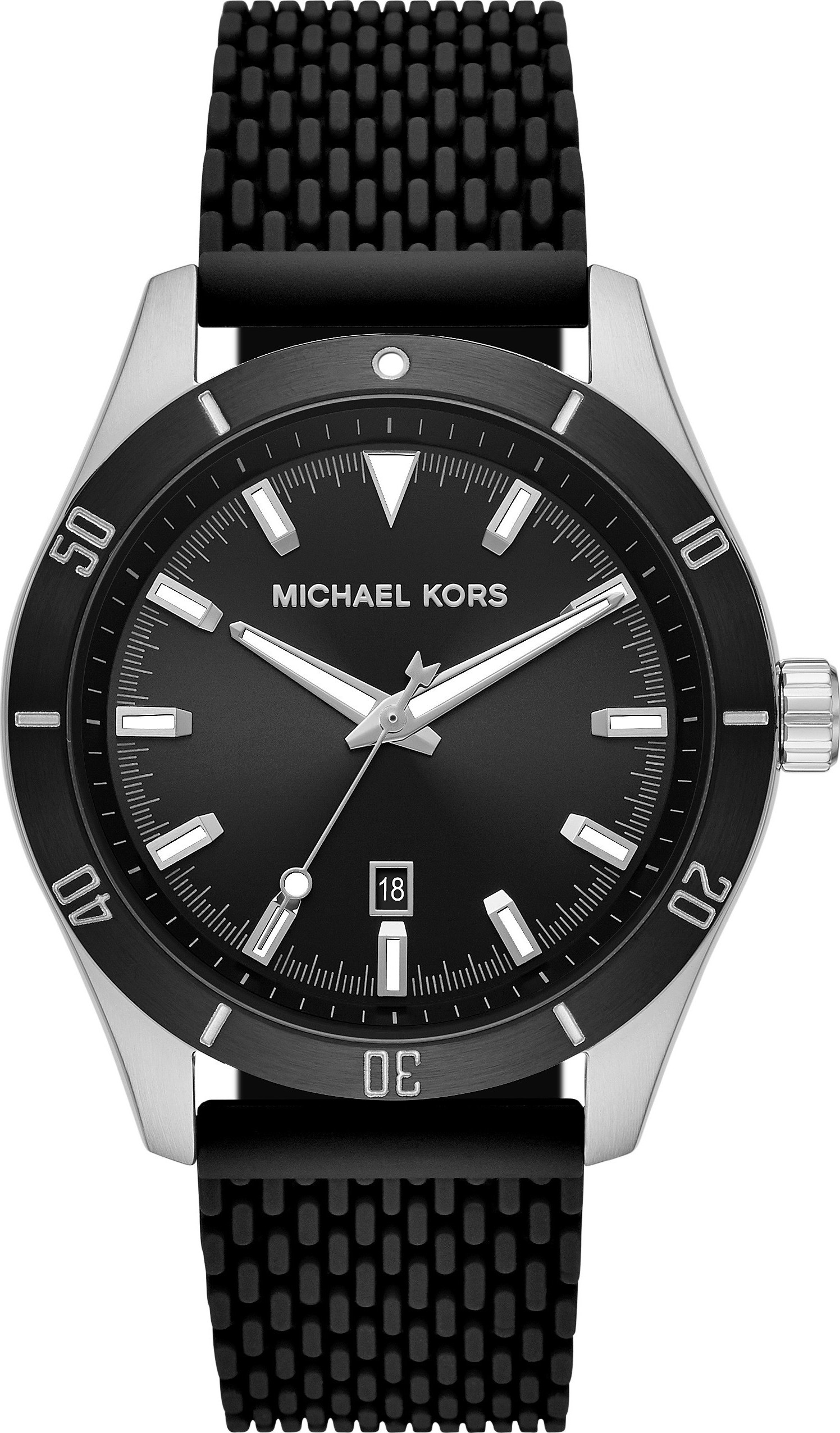 Đồng hồ Michael Kors Layton Black Silicone Watch 44mm